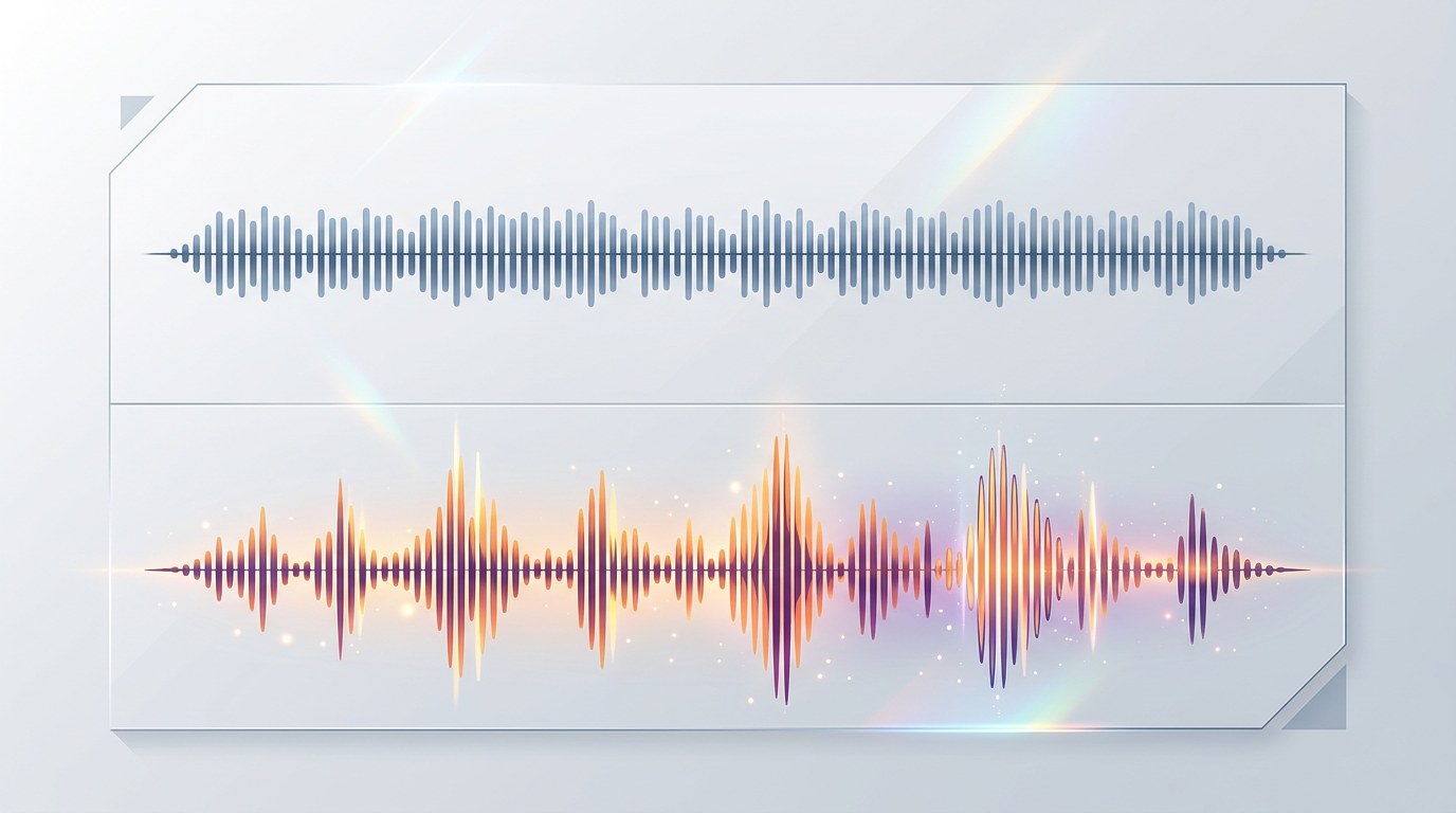 Visual comparison of voice waveforms showing the difference in energy and pacing.