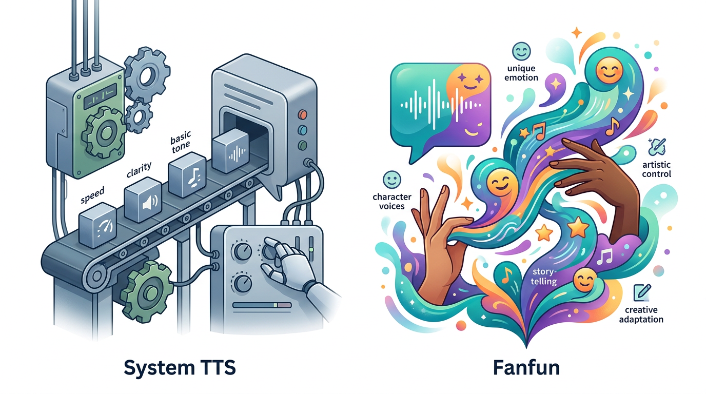 Comparison chart showing why custom AI voices are better for brand building than standard text-to-speech.