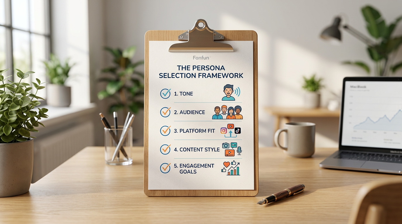 A checklist graphic for creators to evaluate which AI persona fits their content goals.