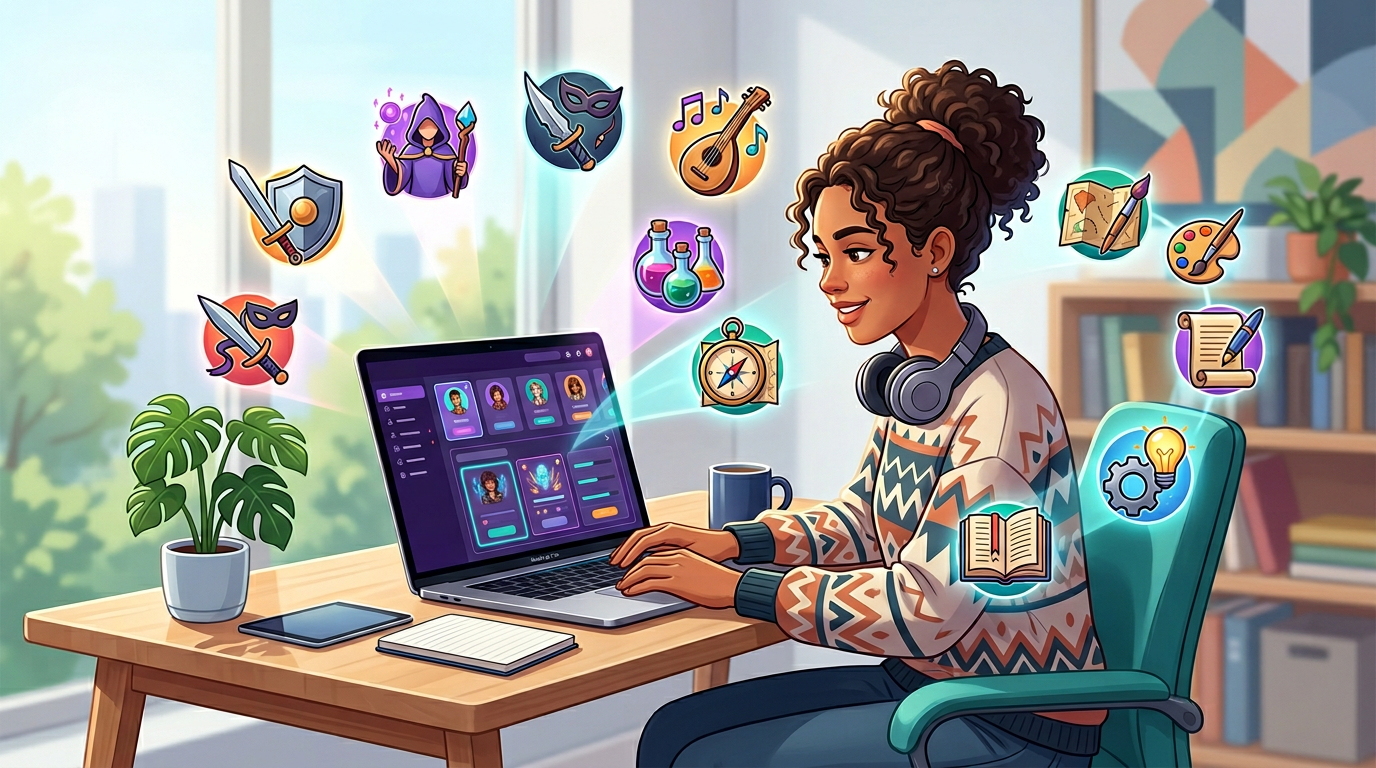 A content creator using Fanfun to generate interactive character content.