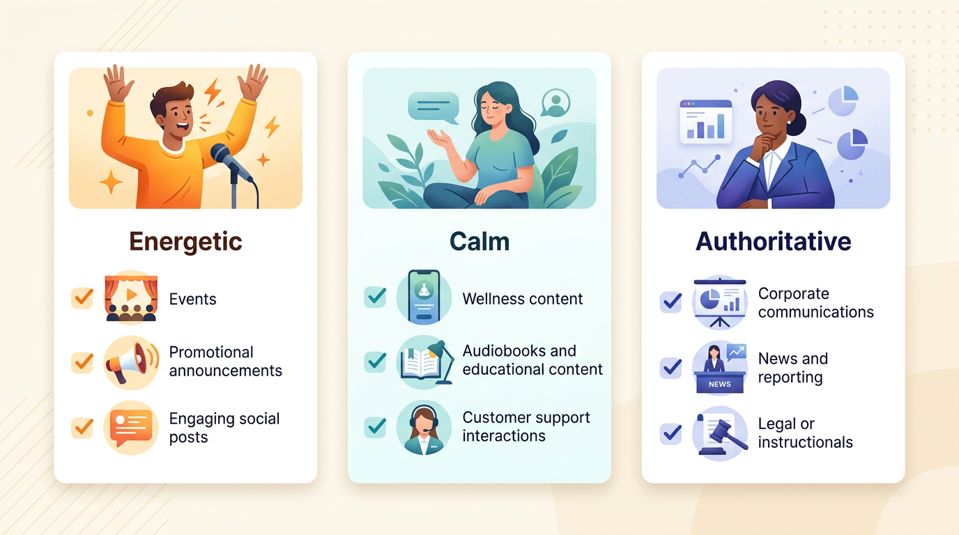 Checklist graphic for choosing the right AI voice persona.