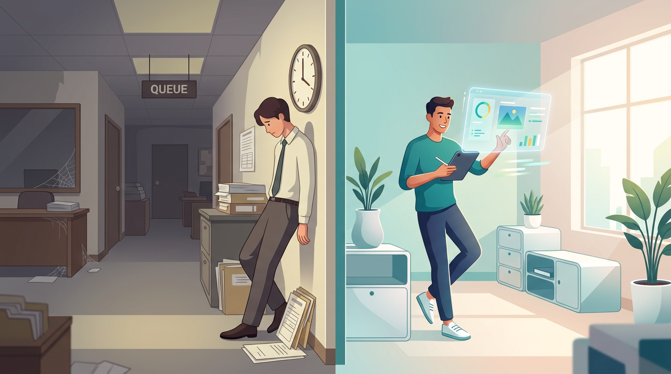 Infographic comparing traditional celebrity video booking wait times versus instant AI persona generation.
