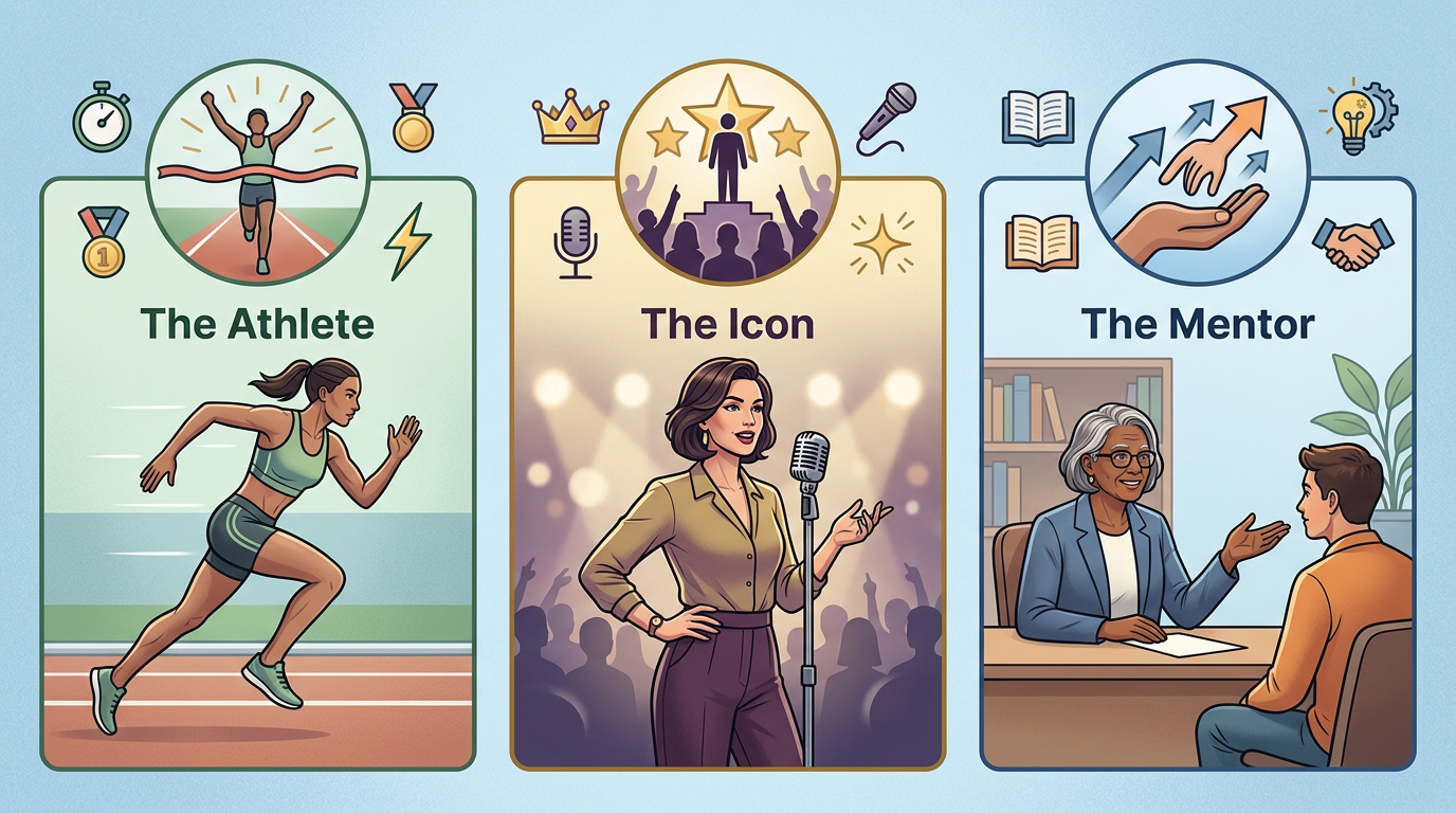 Comparison chart showing different AI persona archetypes available for creative projects.