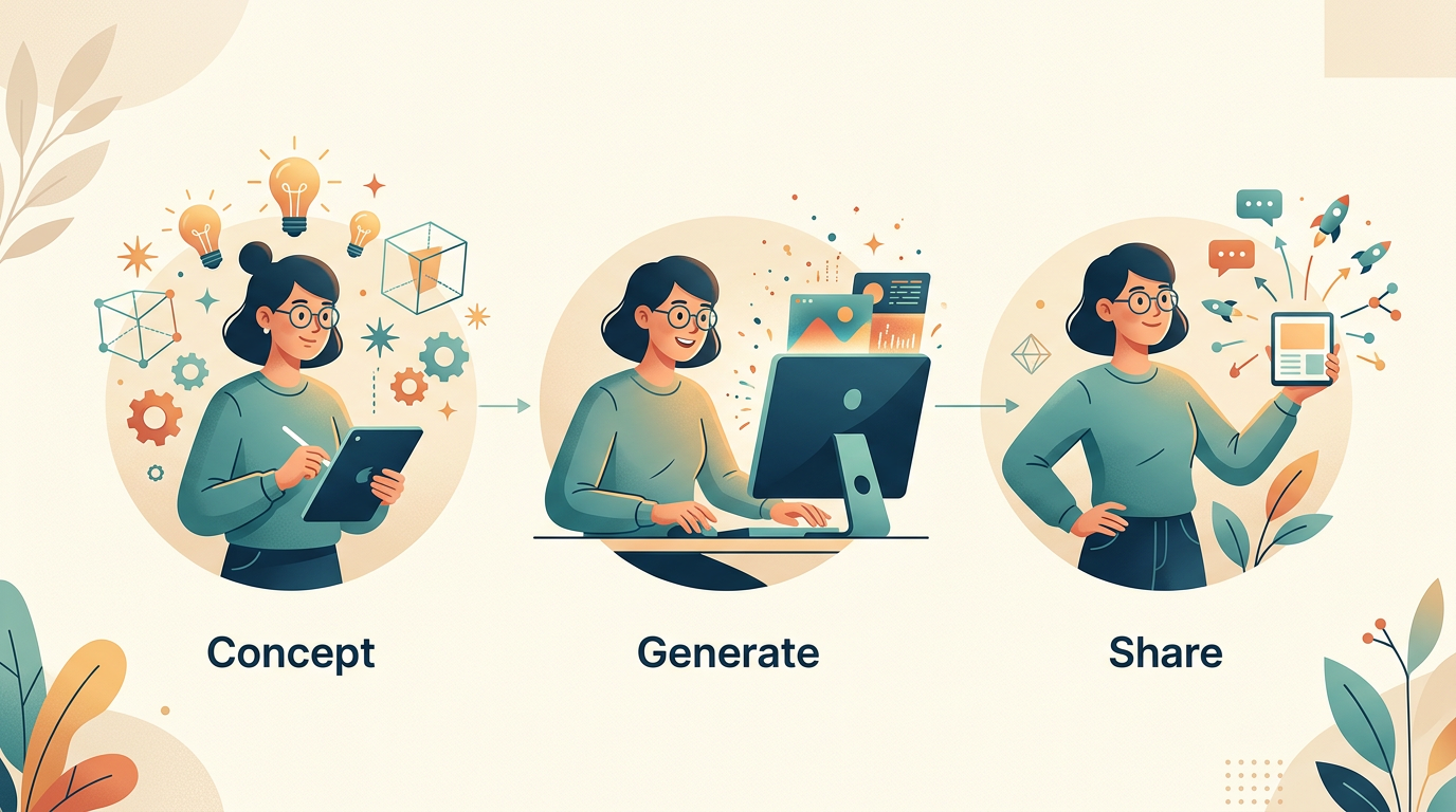 A simple 3-step infographic for creating viral AI voice content.