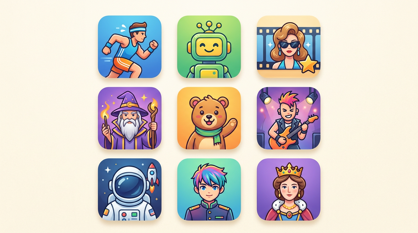 A grid of character archetypes available for AI voice and chat projects.