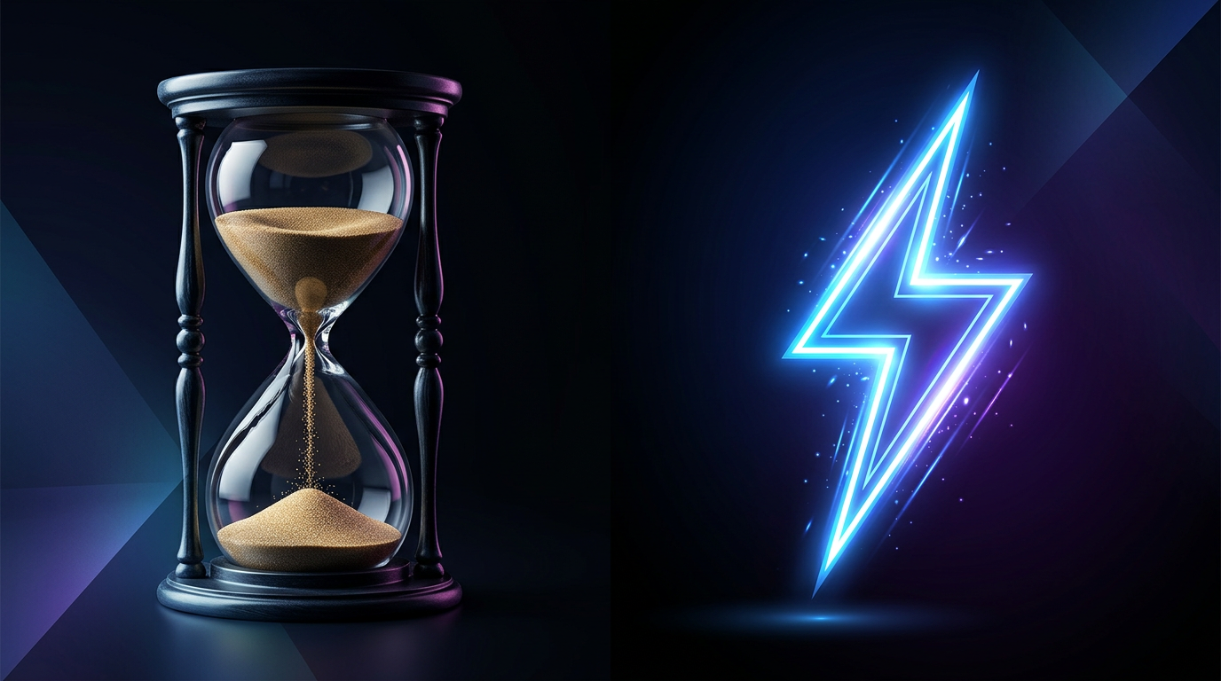 Comparison infographic showing the wait times of traditional celebrity video platforms versus instant AI generation.