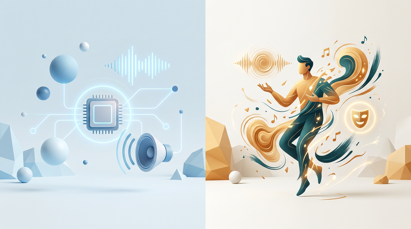 A comparison chart showing the differences between generic AI voices and high-quality, performance-driven AI characters.