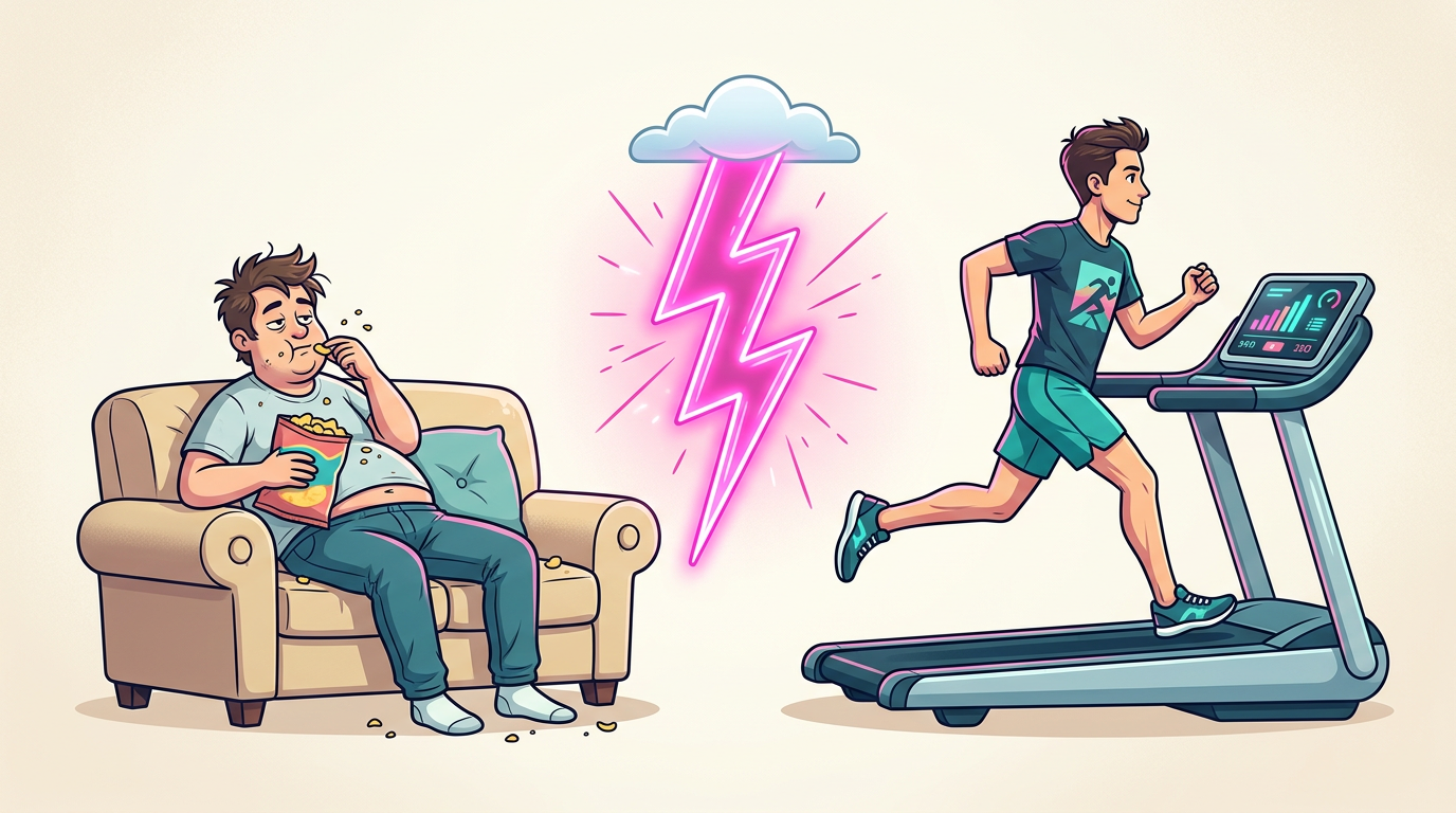 A step-by-step infographic illustrating the comedic scriptwriting flow for high-energy fitness motivation parodies.