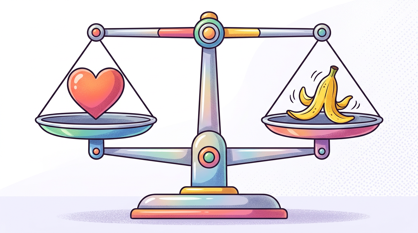 An infographic diagram showing the balance between loyalty and quirkiness in character design.