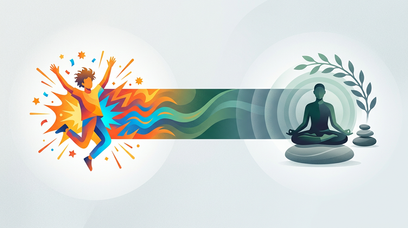 A spectrum chart showing the contrast between high-energy hype personas and stoic, dry AI voice personas.