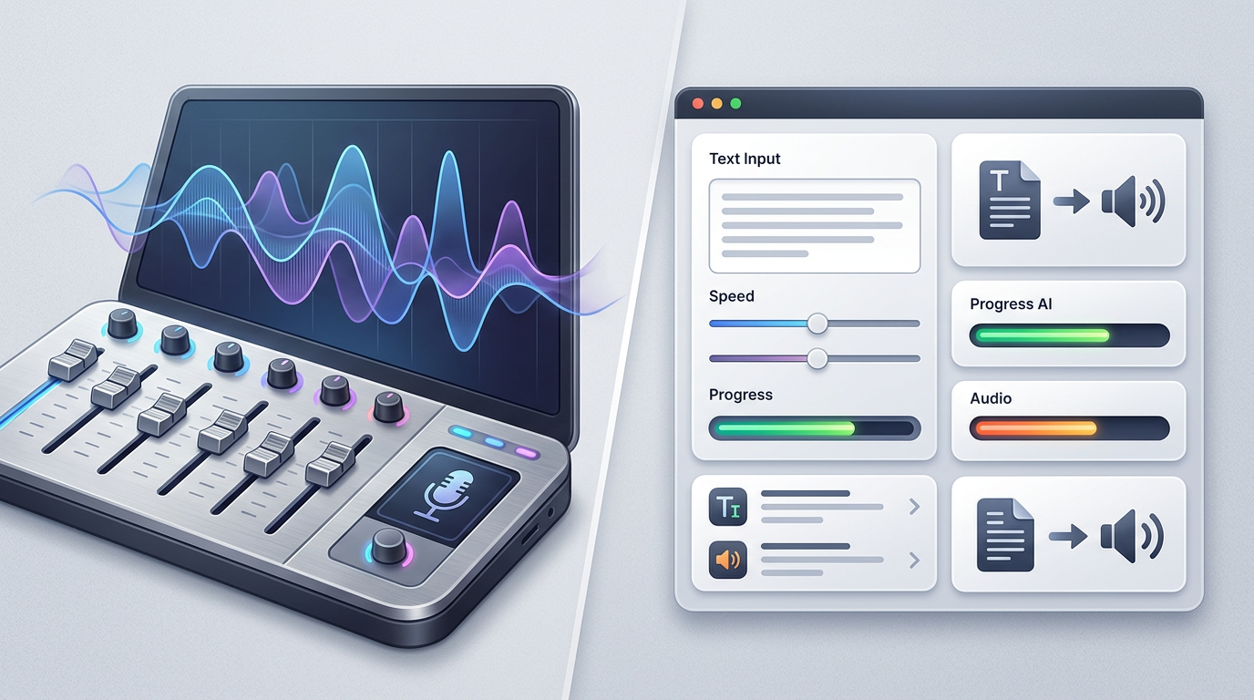 A visual comparison between real-time voice changers and generative text-to-speech platforms.