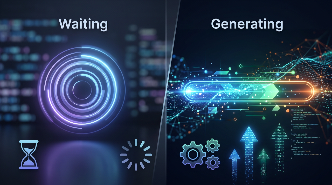 Comparison graphic showing the difference between waiting for a celebrity video and the speed of AI generation.