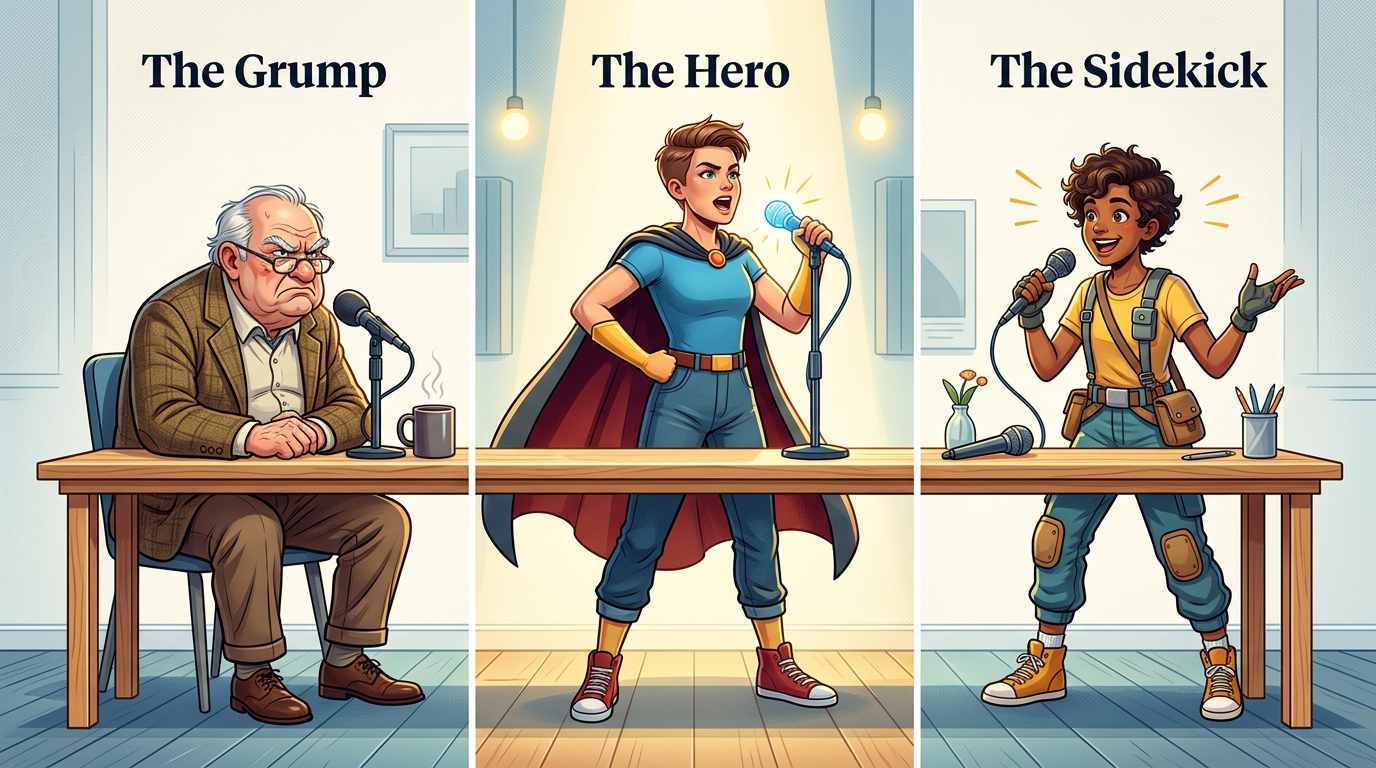 A comparison chart showing vocal archetypes in animation and how they influence character perception.