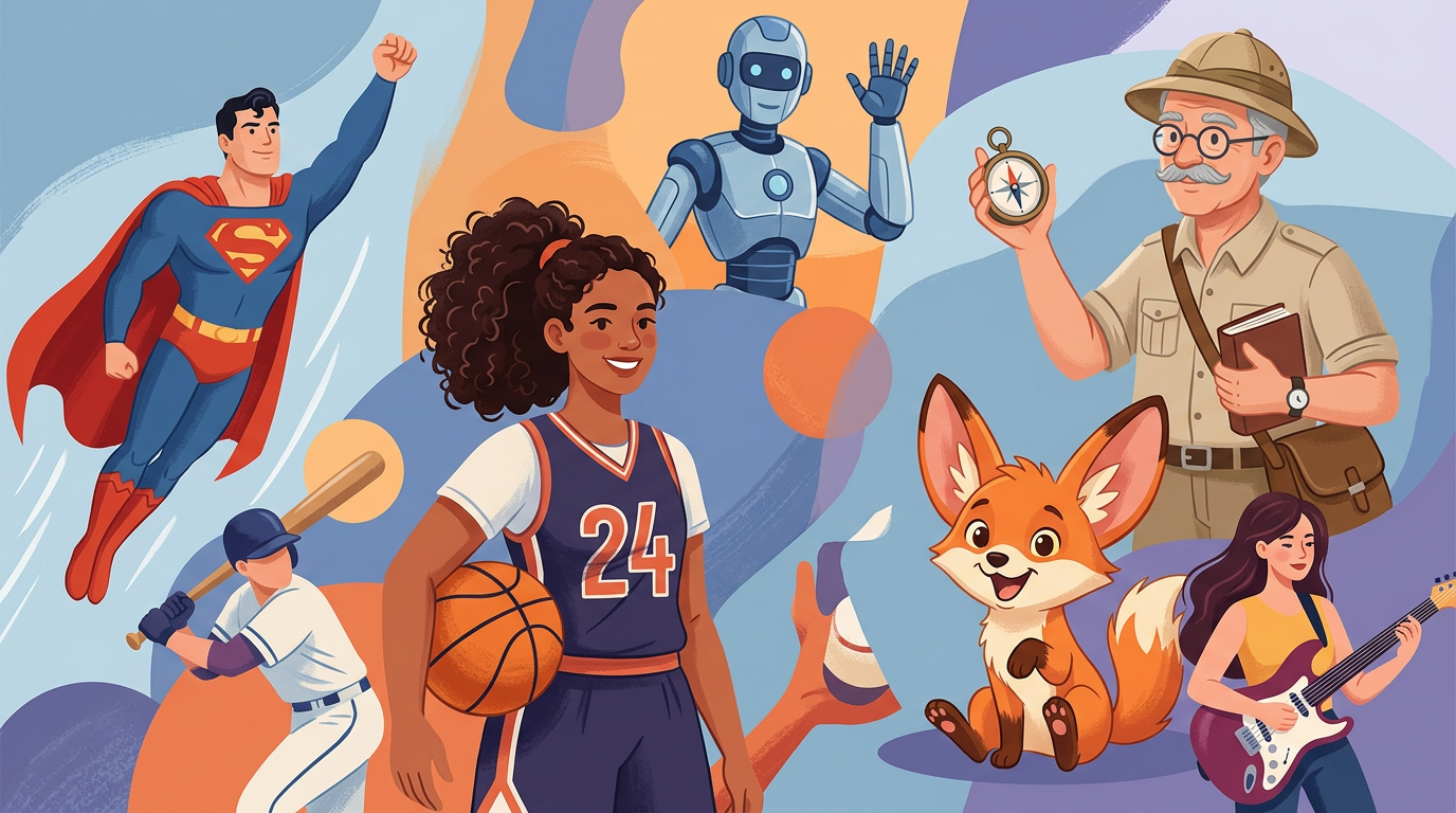A collage of diverse AI personas representing the range of characters available on Fanfun.