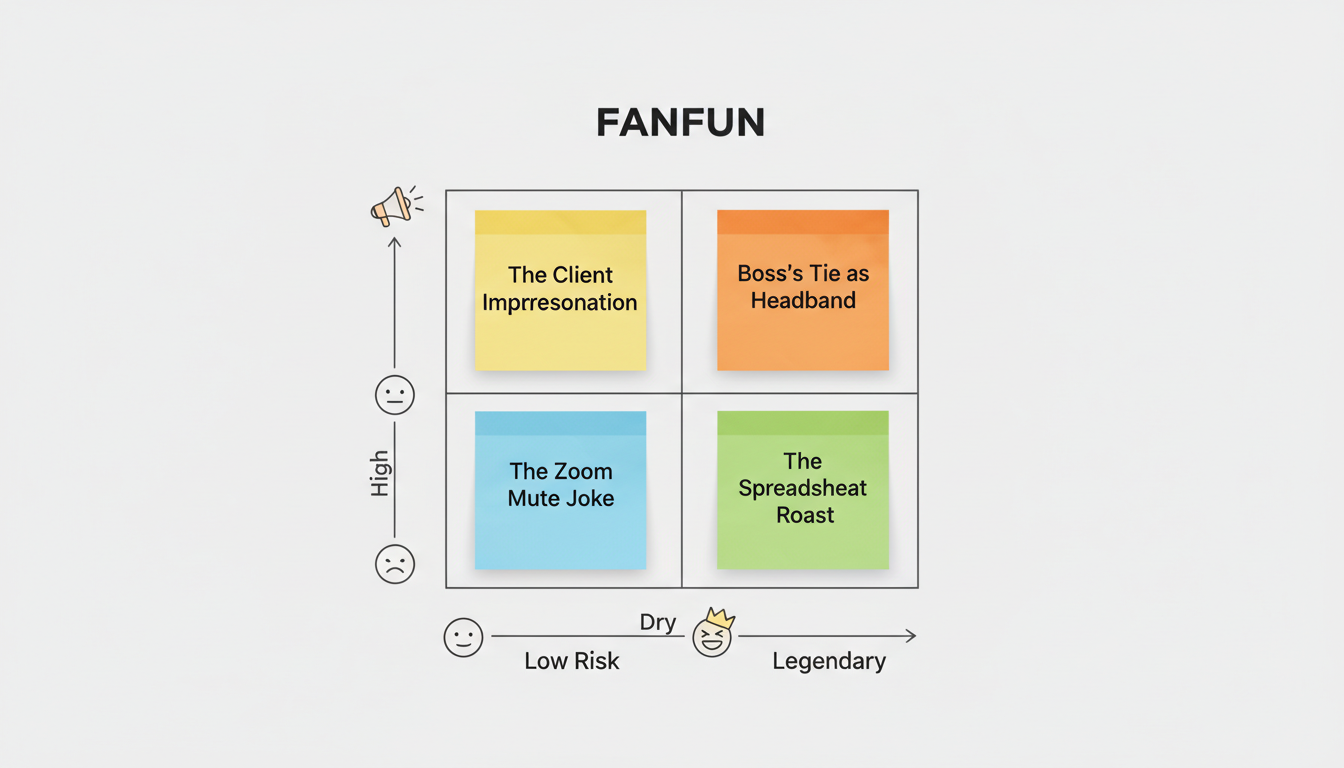 A matrix diagram mapping office humor styles by HR risk and comedic impact.