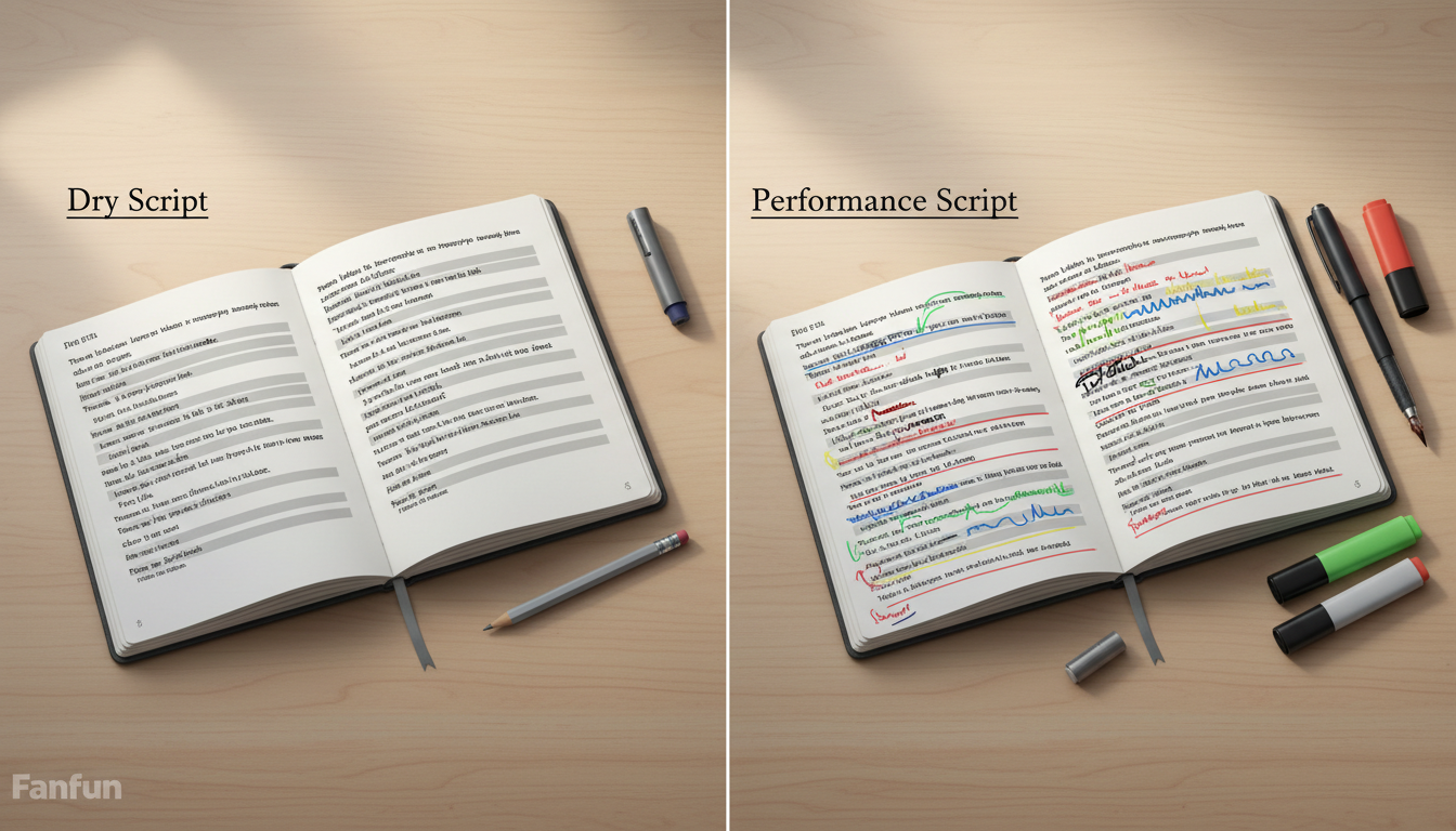Infographic showing how to rewrite social media scripts for better AI voice pacing.