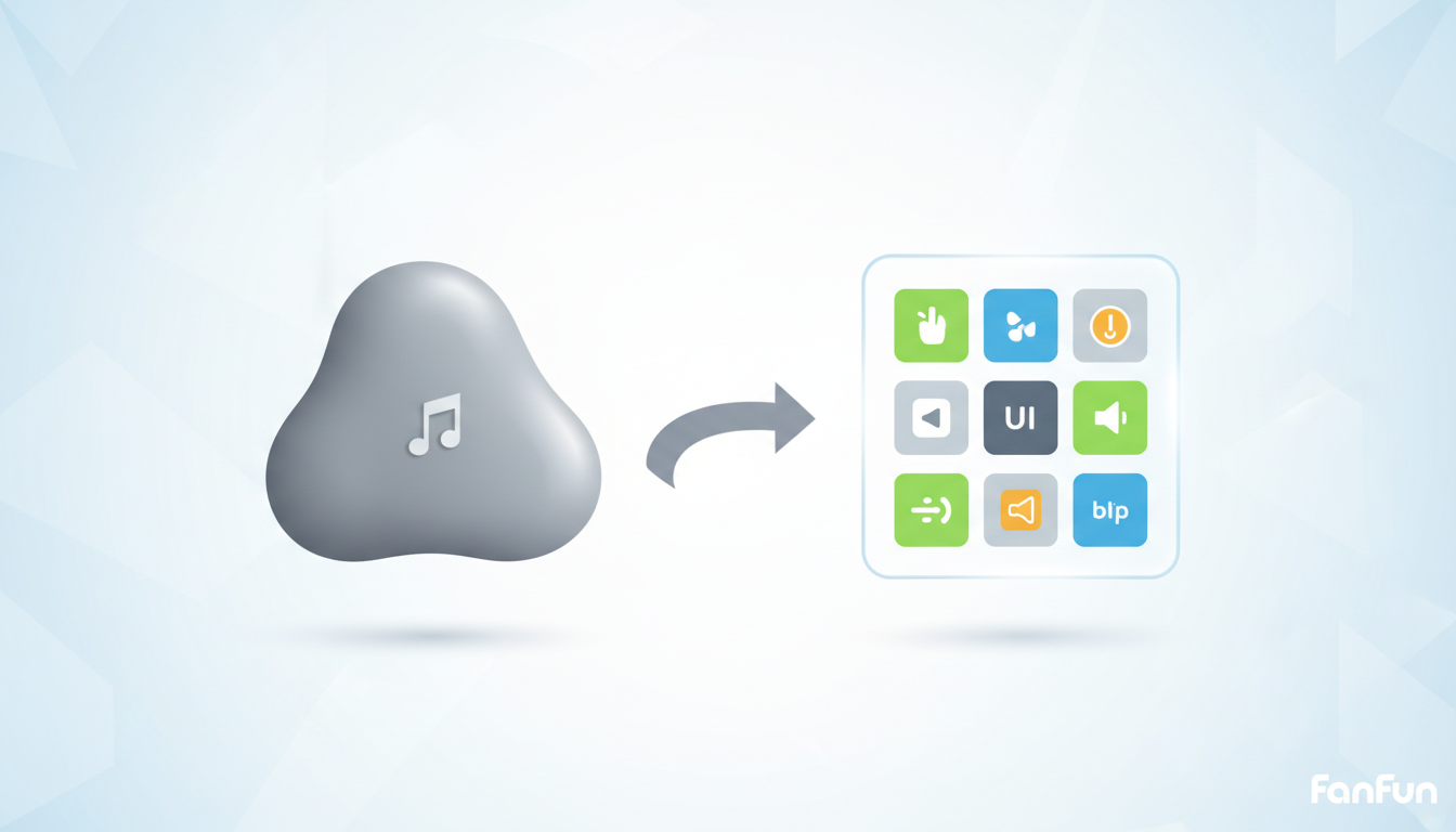 Infographic comparing a heavy WAV file to an optimized web audio sprite sheet.