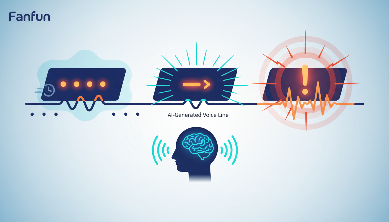 An infographic showing how punctuation translates to pacing and tone adjustments in AI voice generation.