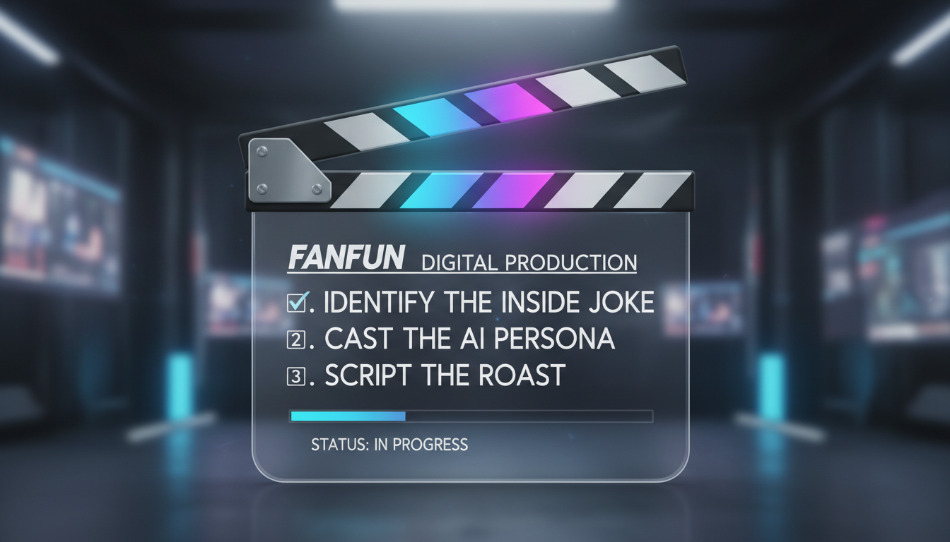 A digital director's clapperboard showing a checklist for creating an AI birthday video