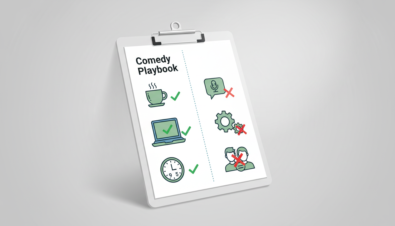An infographic checklist showing safe and unsafe topics for a workplace retirement roast video.