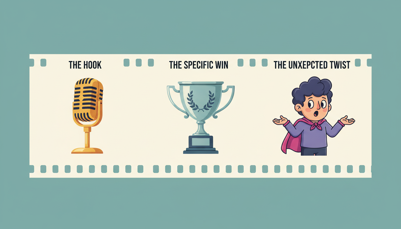 A three-panel storyboard layout illustrating the structural flow of a high-impact congratulations video.