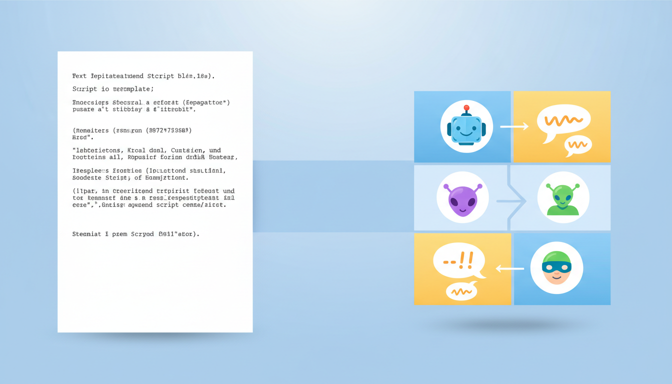 A side-by-side comparison of a boring text greeting script versus a creative, character-driven digital storyboard script.