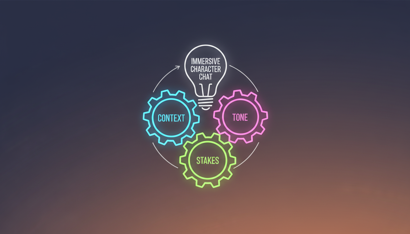 A visual diagram of the Three-Part Prompting Framework showing Context, Tone, and Stakes working together.
