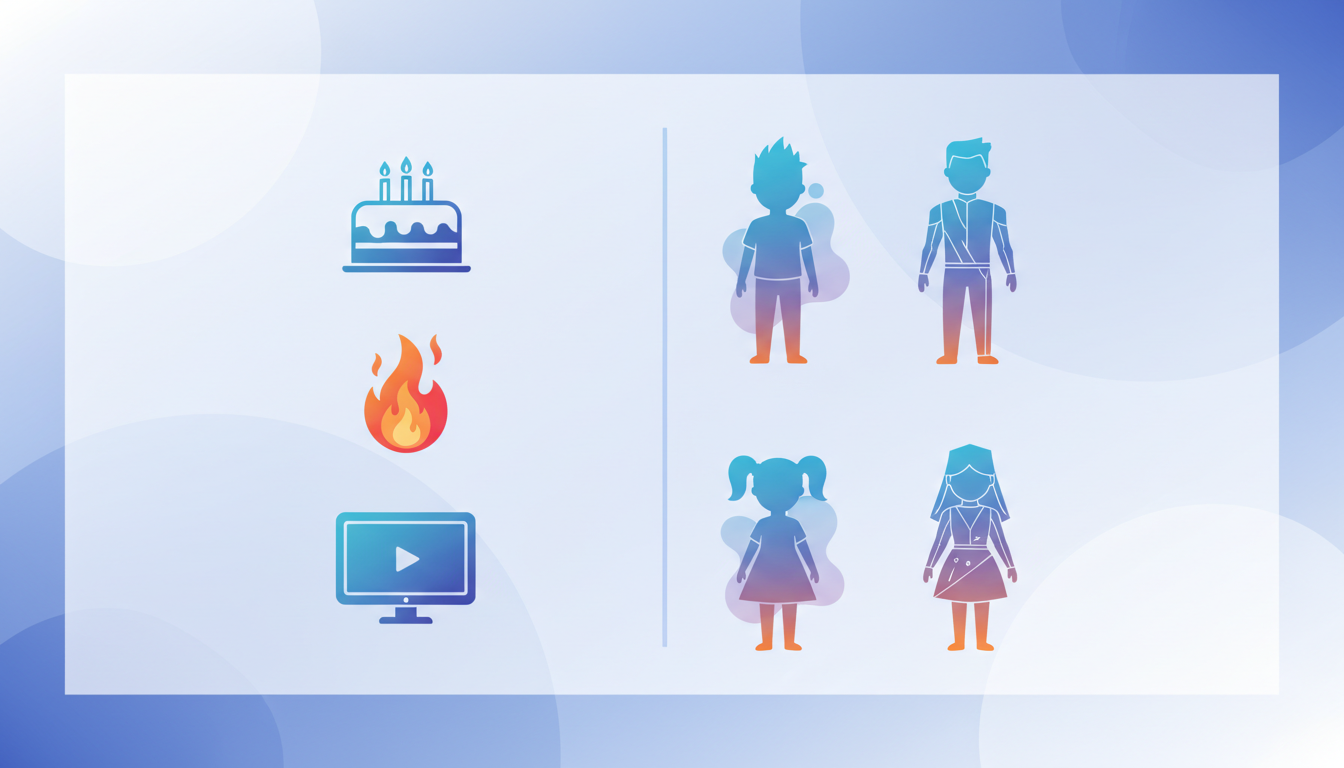 A visual matrix matching different event types with the ideal virtual character archetype and tone.