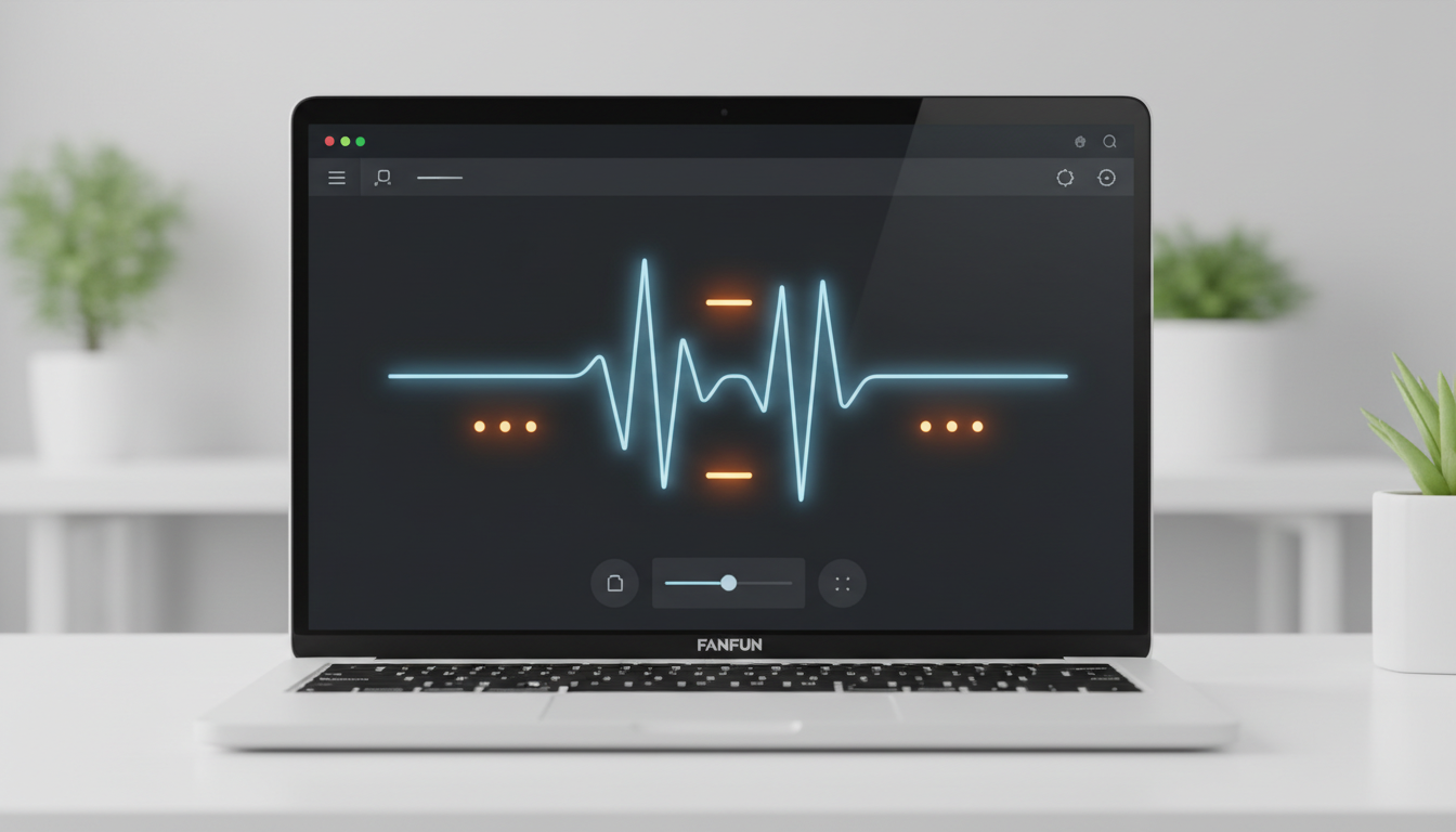 An AI voice generator interface showing a waveform with highlighted punctuation cues for pacing.