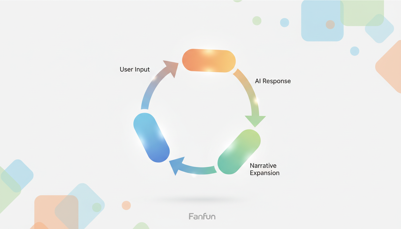 A flow chart illustrating how to build a conversation with an AI character using the yes-and technique.