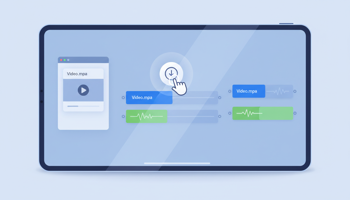 Diagram showing how to extract audio from a video file in a mobile video editing app timeline.