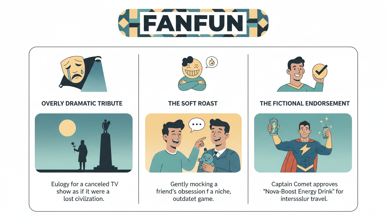 A comparison table of three comedy frameworks for friend video messages.