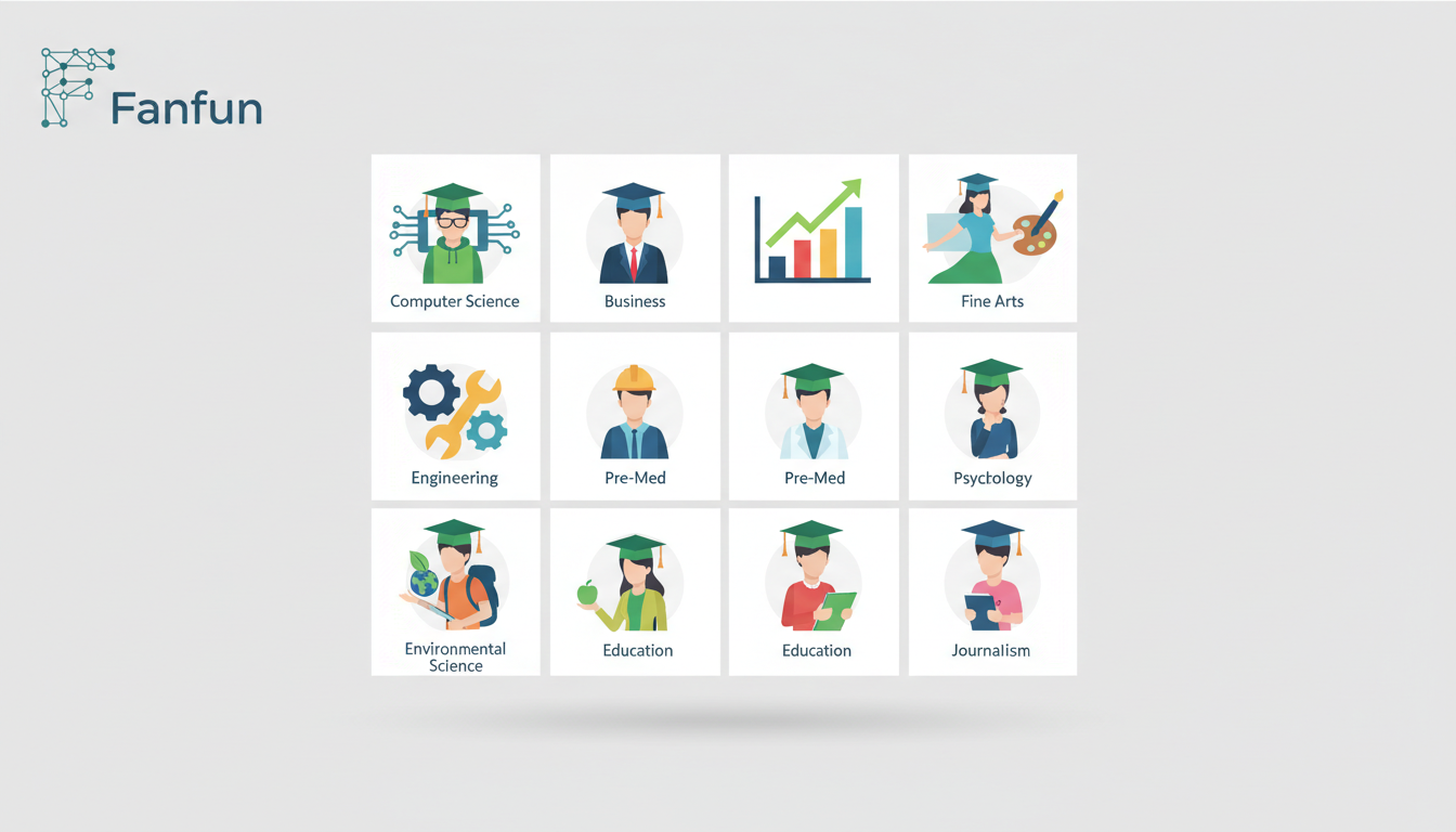 An infographic matching college majors with ideal AI character voices for graduation gifts.