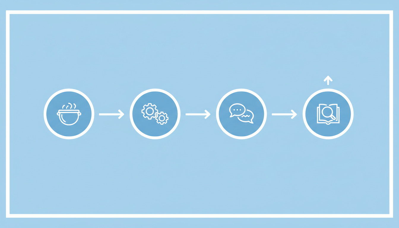 A flow diagram illustrating the four steps of the dialogue sparring framework for writers using AI chat.